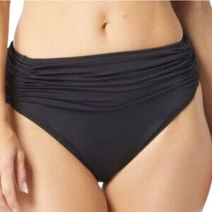 Carmen Marc Valvo Ruched Bikini Bottom Swimsuit Black Stretch Beach Pool
